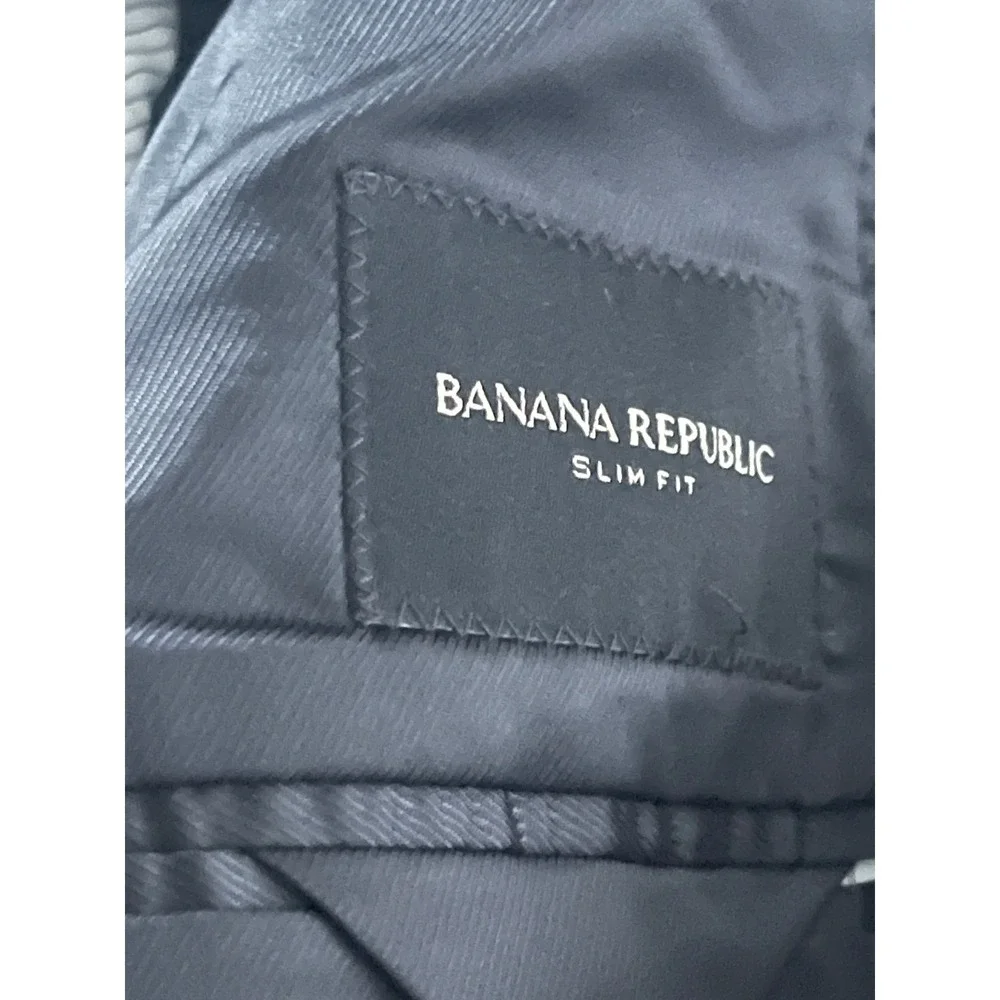 Banana Republic Slim Wool Blazer Mens 42R Gray Italian Fabric Mario Bellucci Lux